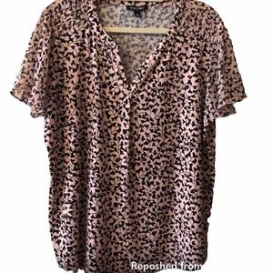 Roz & Ali Pink and Black Floral blouse XL